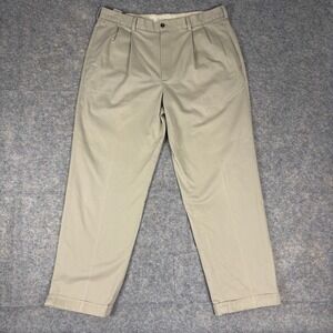 Brooks Brothers 346 Advantage Chino Elliot Khaki Pleated Dress Pants Mens 38x32
